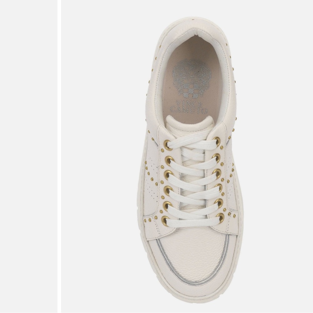 Vince Camuto White Platform Sneaker with Gold Studs - Picture 4 of 4